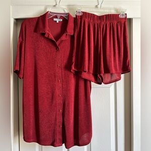 Fashion Nova Button Up Shirt and Shorts Set